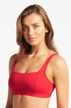 Eco Essentials Red Tops Eco Essentials Square Neck Bra