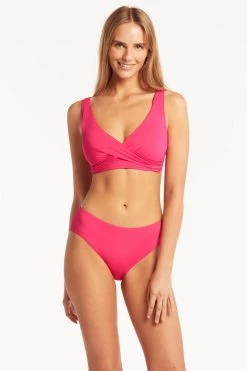 Eco Essentials Hot Pink Eco Essentials Cross Front Multifit Bra Top Tops