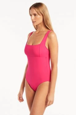Eco Essentials Hot Pink Eco Essentials Square Neck One Piece One Pieces 9 Eco Essentials Hot Pink Eco Essentials Square Neck One Piece One Pieces