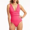 Eco Essentials Hot Pink Eco Essentials Spliced One Piece One Pieces