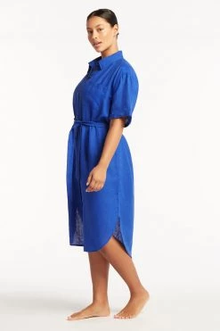 NEW ARRIVALS Resort Linen Wrap Cover Up Shirt