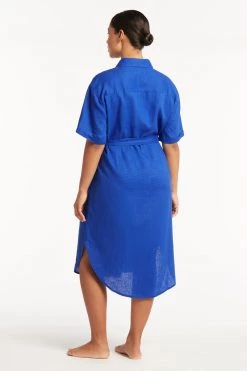 NEW ARRIVALS Resort Linen Wrap Cover Up Shirt