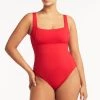 Eco Essentials Red Eco Essentials Square Neck One Piece