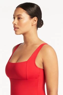 Eco Essentials Red Eco Essentials Square Neck One Piece 9 Eco Essentials Red Eco Essentials Square Neck One Piece