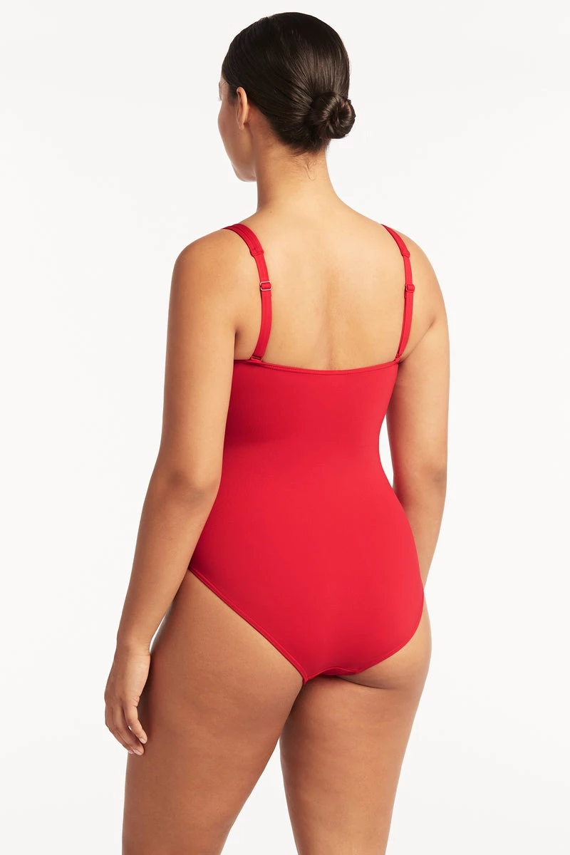 Eco Essentials Red Eco Essentials Square Neck One Piece 4 Eco Essentials Red Eco Essentials Square Neck One Piece