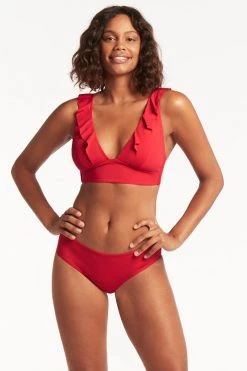 Eco Essentials Red Eco Essentials Frill Bra Top Tops