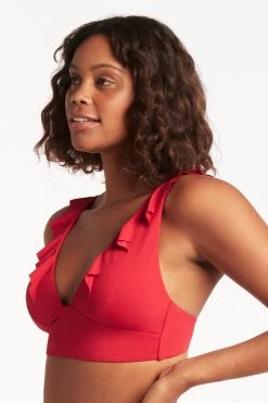 Eco Essentials Red Eco Essentials Frill Bra Top Tops 8 Eco Essentials Red Eco Essentials Frill Bra Top Tops
