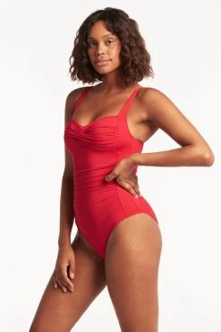 Eco Essentials Red Eco Essentials Twist Front Multifit One Piece One Pieces