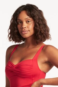 Eco Essentials Red Eco Essentials Twist Front Multifit One Piece One Pieces