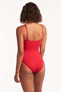 Eco Essentials Red Eco Essentials Twist Front Multifit One Piece One Pieces