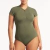 Eco Essentials Khaki Eco Essentials Short Sleeve Multifit One Piece