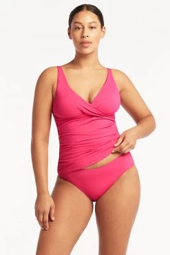 Eco Essentials Hot Pink Tops Eco Essentials Cross Front Multifit Singlet Top