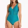 Amazing Lace Seafoam Amazing Lace Spliced Plunge One Piece With Ladder Lace - Final Sale 1 Amazing Lace Seafoam Amazing Lace Spliced Plunge One Piece With Ladder Lace - Final Sale