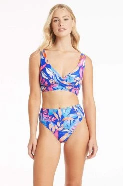 Cabana Cobalt Cabana Cross Front Multifit Bra Top