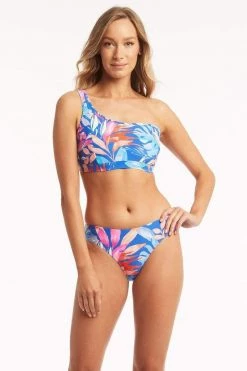 Cabana Cobalt Tops Cabana One Shoulder Top With Multi Strap