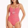 Chamarel Coral Chamarel Lace Up Bralette One Piece - Final Sale