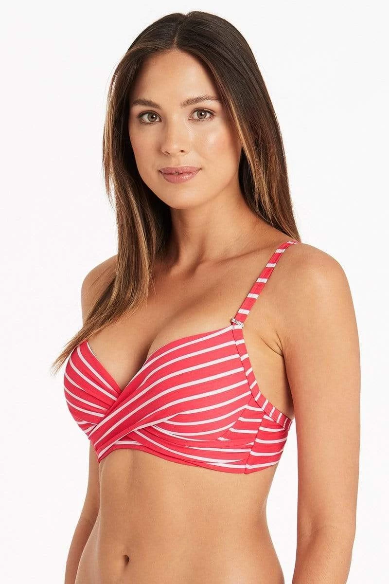 Chamarel Coral Chamarel Cross Front Moulded Underwire Bra - Final Sale 4 Chamarel Coral Chamarel Cross Front Moulded Underwire Bra - Final Sale