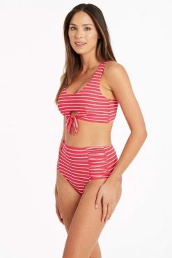 Chamarel Coral Chamarel Tie Front Crop - Final Sale Tops