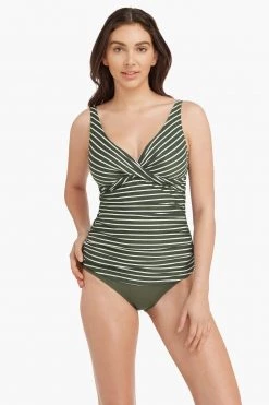 Chamarel Khaki Tops Chamarel Cross Front Multifit Singlet Top