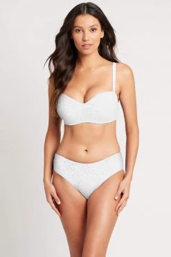 Chantilly Lace White Mid Bikini Pant