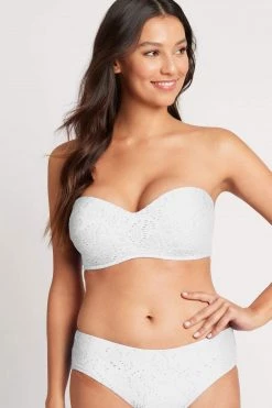 Chantilly Lace White DD/E Bandeau Swim Top