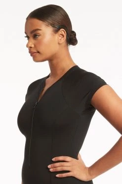 Eco Essentials Black Eco Essentials Short Sleeve Multifit One Piece