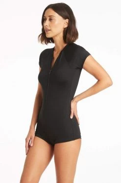 Eco Essentials Black Eco Essentials Short Sleeved Multifit Boyleg One Piece One Pieces 13 Eco Essentials Black Eco Essentials Short Sleeved Multifit Boyleg One Piece One Pieces