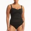 Eco Essentials Black Tops Eco Essentials Twist Front Multifit Singlet Top