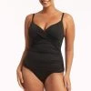 Eco Essentials Black Eco Essentials Cross Front DD/E Cup Singlet Top