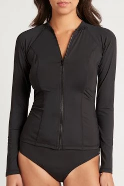 Eco Essentials Black Tankinis Eco Essentials Long Sleeve Rash Vest - Full Zipper