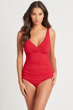 Eco Essentials Red Eco Essentials Cross Front Multifit Singlet Top Tops