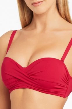 Eco Essentials Red Eco Essentials Twist Front Bandeau Bikini Top