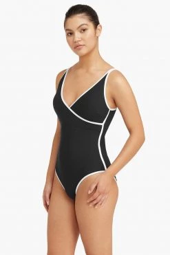 Elite Black One Pieces Elite Wrap Front Multifit One Piece