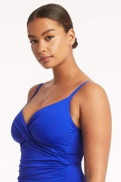 Eco Essentials Cobalt Eco Essentials Cross Front DD/E Cup Singlet Top 8 Eco Essentials Cobalt Eco Essentials Cross Front DD/E Cup Singlet Top