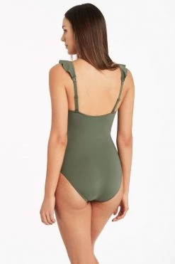Eco Essentials Khaki Eco Essentials Frill One Piece 9 Eco Essentials Khaki Eco Essentials Frill One Piece