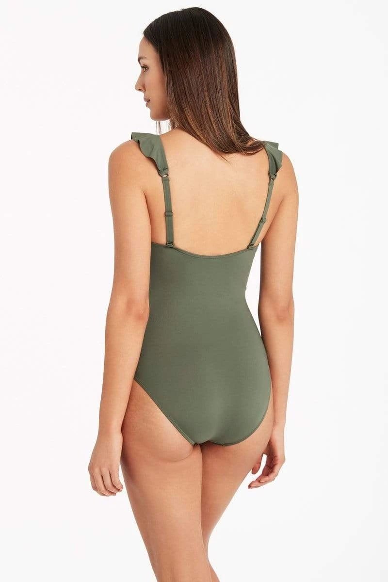 Eco Essentials Khaki Eco Essentials Frill One Piece 6 Eco Essentials Khaki Eco Essentials Frill One Piece