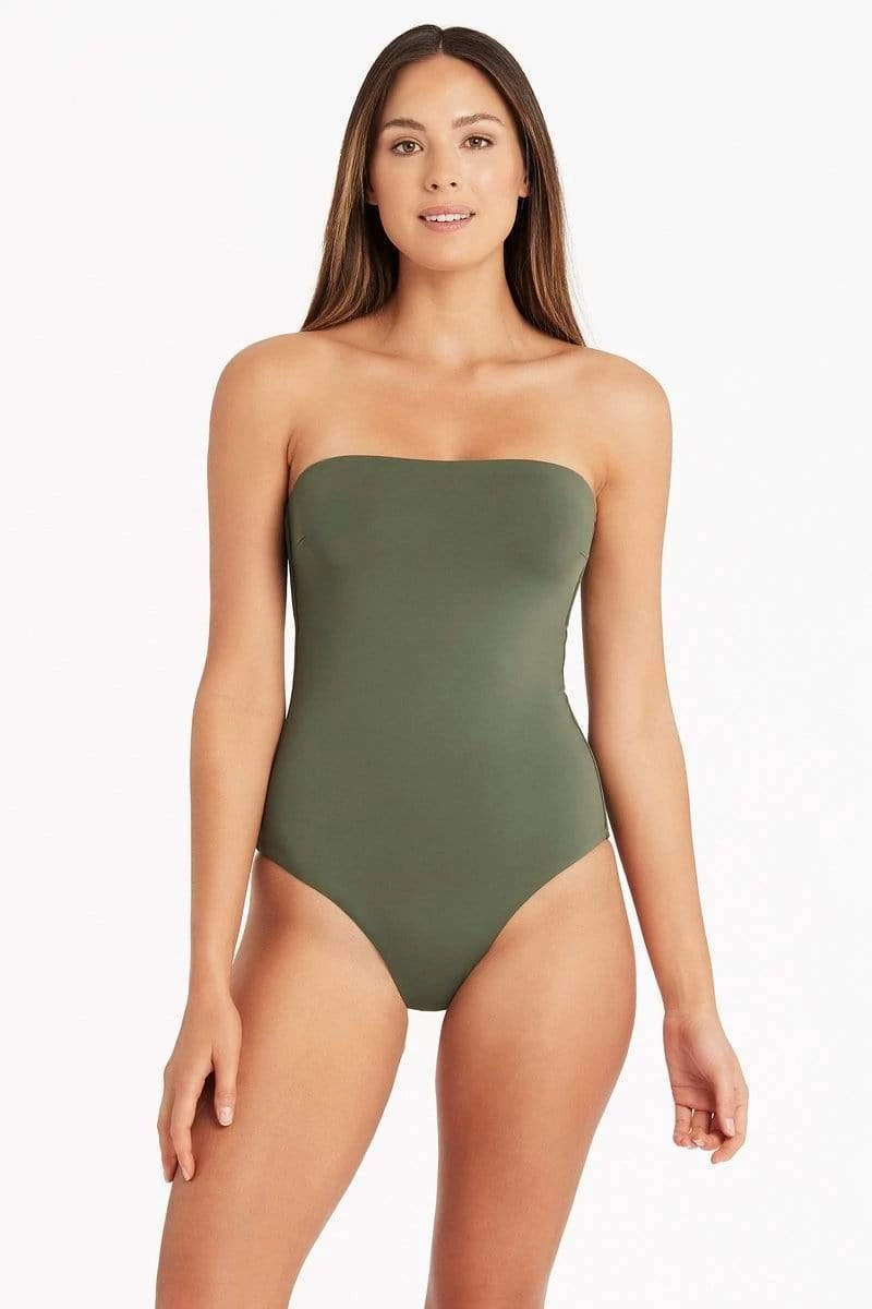 Eco Essentials Khaki One Pieces Eco Essentials High Leg Bandeau One Piece 7 Eco Essentials Khaki One Pieces Eco Essentials High Leg Bandeau One Piece