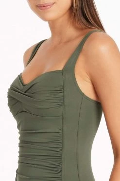 Eco Essentials Khaki Eco Essentials Twist Front Multifit One Piece One Pieces
