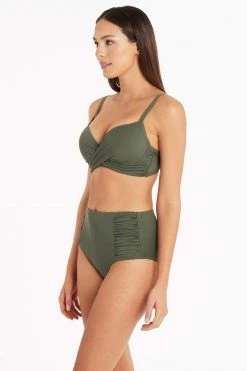 Eco Essentials Khaki Bottoms Eco Essentials Gathered Side High Waist Pant 10 Eco Essentials Khaki Bottoms Eco Essentials Gathered Side High Waist Pant