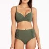 Eco Essentials Khaki Eco Essentials Cross Front Moulded Cup Underwire Bra
