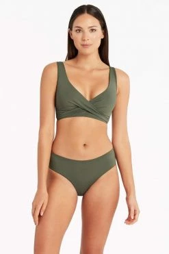 Eco Essentials Khaki Eco Essentials Cross Front Multifit Bra Top Tops