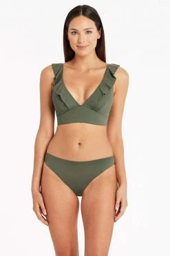 Eco Essentials Khaki Sustainable Swim Eco Essentials Frill Bra Top