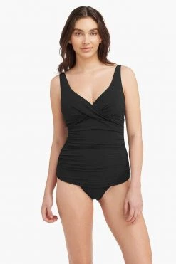 Messina Black Messina Cross Front Multifit Singlet Top Tops