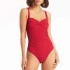 Messina Red One Pieces Messina Twist Front Multifit One Piece