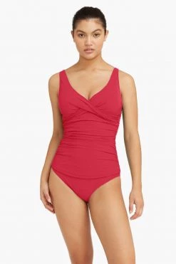 Messina Red Tops Messina Cross Front Multifit Singlet Top