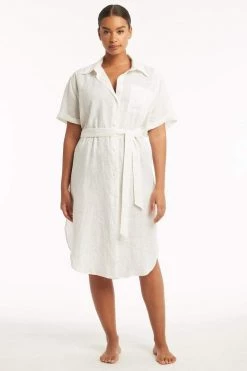 NEW ARRIVALS Resort Linen Wrap Cover Up Shirt